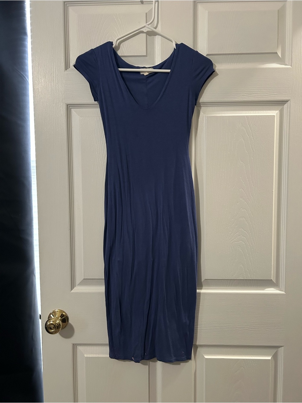 See You Monday Blue V-Neck Midi Dress